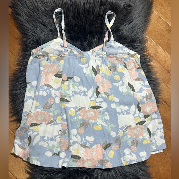 Torrid Floral Stretch Woven Fit & Flare Light Blue Cami Tank Top Size 00/10 - Picture 5 of 7